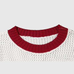 Red Crest White Knit Sweater