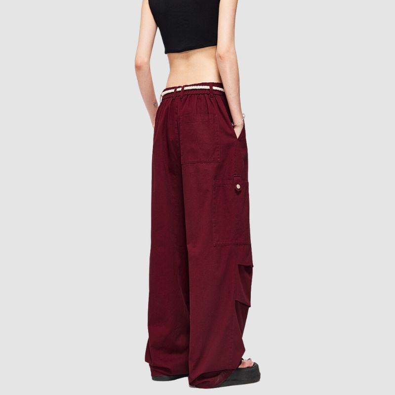 Lace-up Wide Leg Cargo Pants