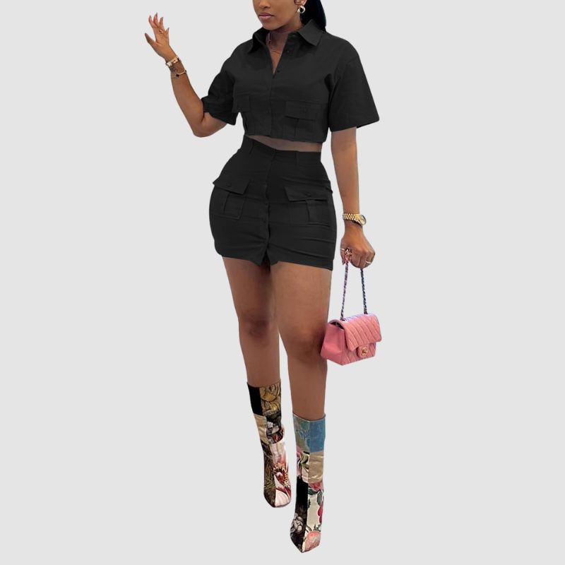 Conjunto de falda cargo de color sólido