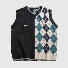 Patchwork Rhombus Vest Sweater