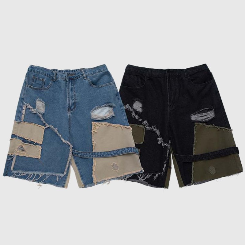 Patchwork Ripped Jorts