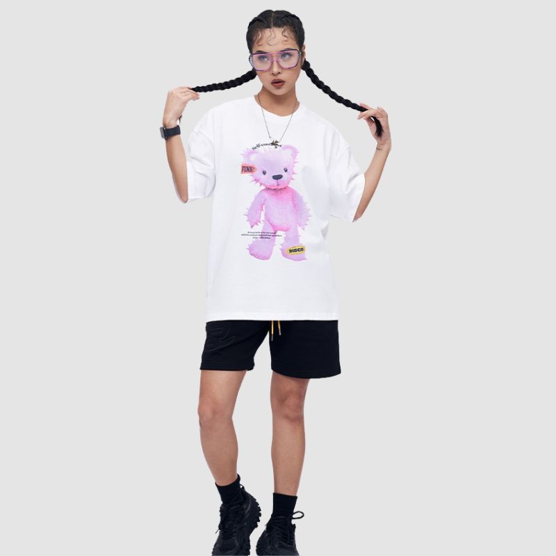 Camiseta con estampado de oso divertido