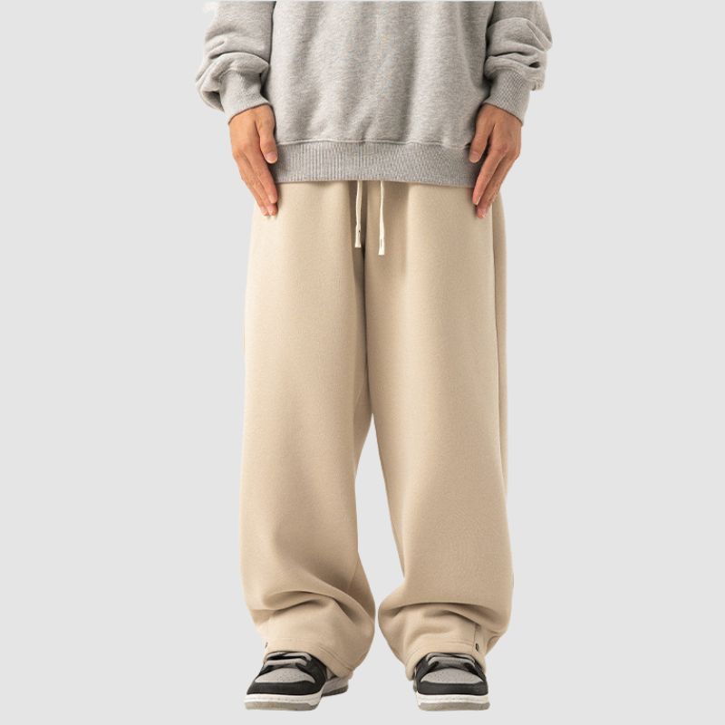 Lässige Fleece-Cargohose mit weitem Bein