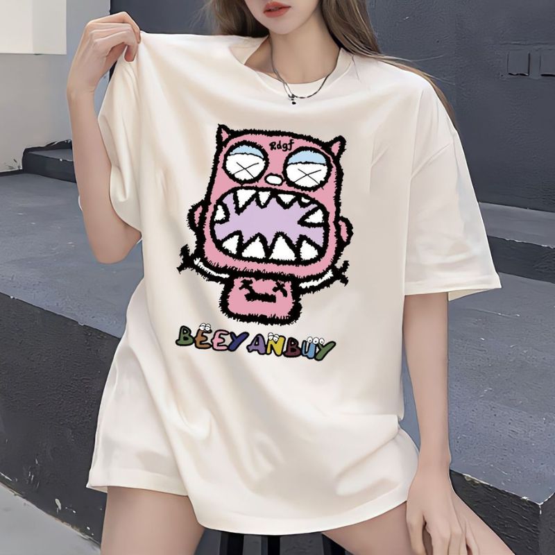 Camiseta estampada con estampado de monstruo lindo