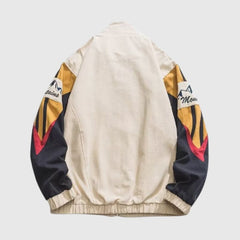 Chaqueta de cuello alto con bloques de color y corte relajado