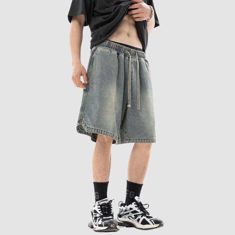 Slit Design Washed Jorts