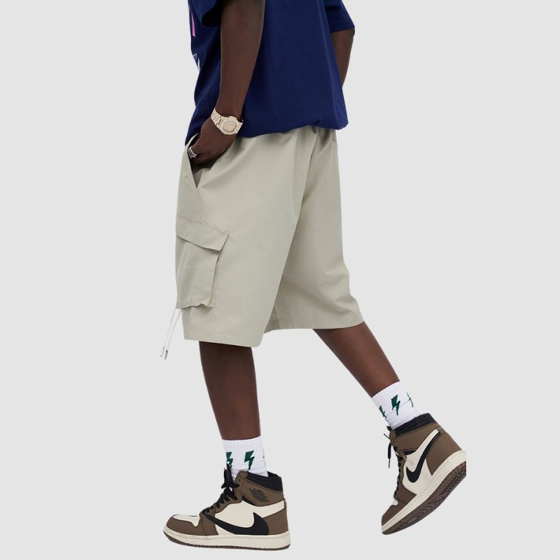 Pocket Patch Drawstring Cargo Shorts