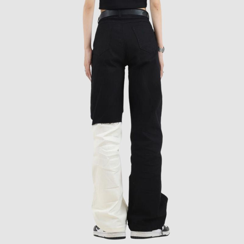 Street Style Color Contrast Design Pants