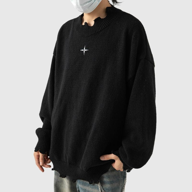 Irregular Raw Edge Knit Pullover