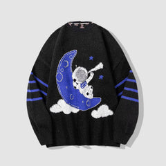 Moon & Astronaut Pattern Knitted Sweater