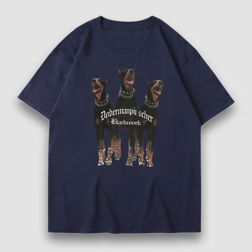 Vintage Dobermann Pinscher Print T-Shirt