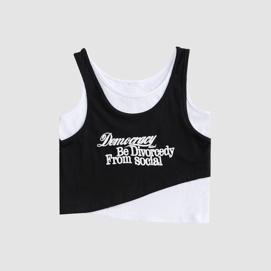 Crop Top mit Fake Two Letters Print