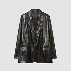 Blazer aus PU-Krokodilleder