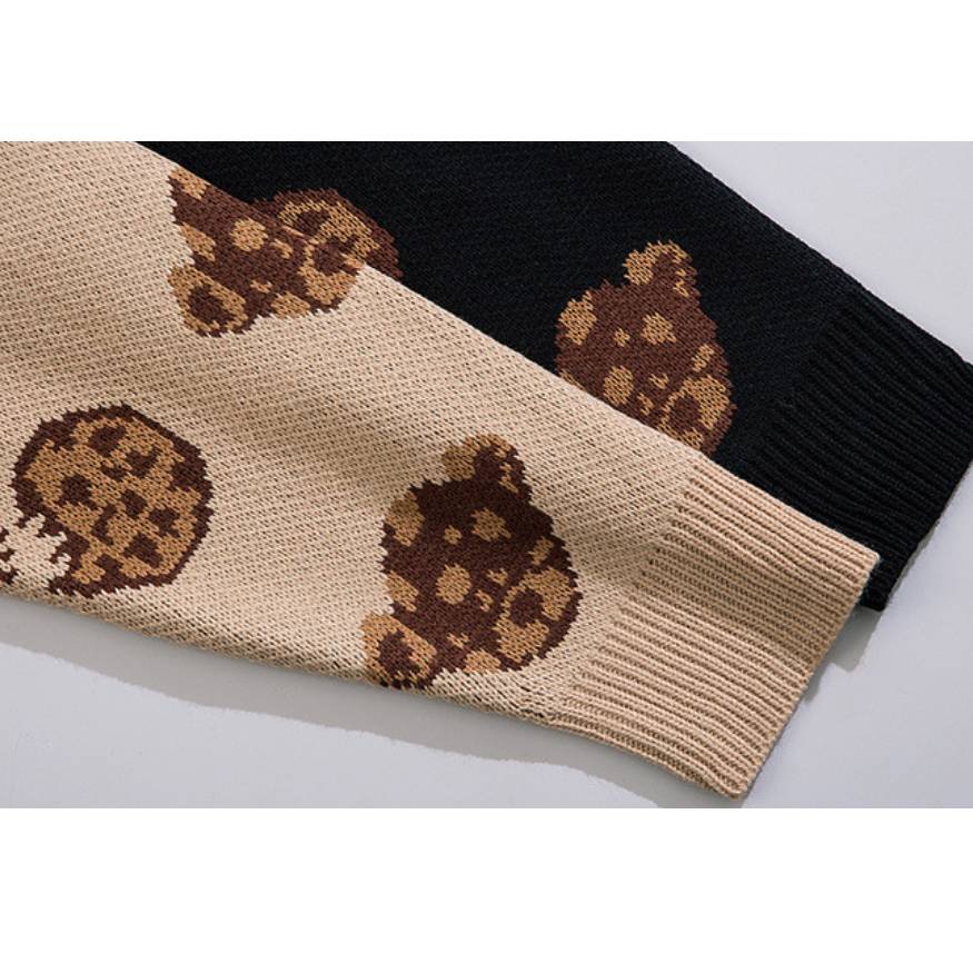 Cute Bear Printed Sweater + Scarf