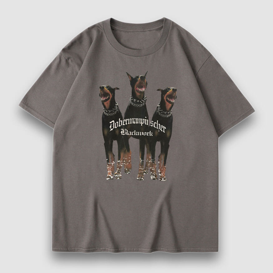 Vintage Dobermann Pinscher Print T-Shirt