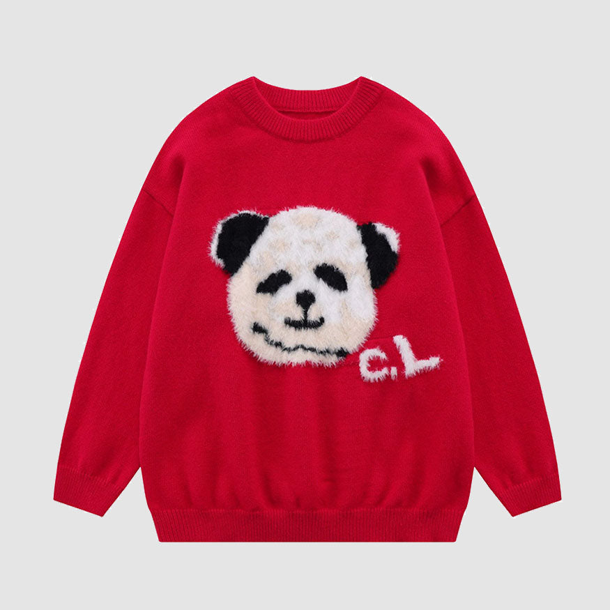 Suéter con estampado de panda divertido