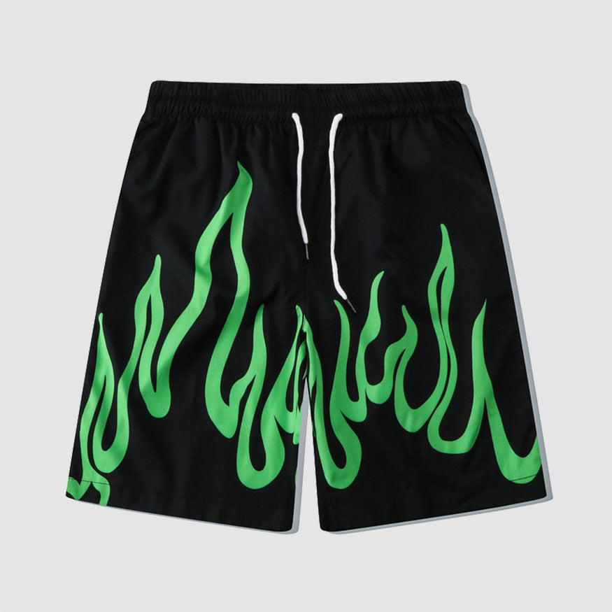 Zweiteiliges Hemd mit Flammenmuster + Shorts