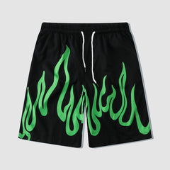 Zweiteiliges Hemd mit Flammenmuster + Shorts