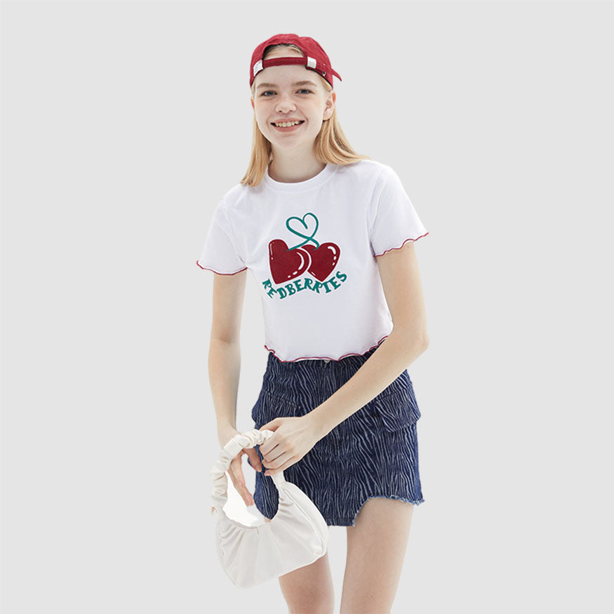 Heart & Letter Print Crop Top