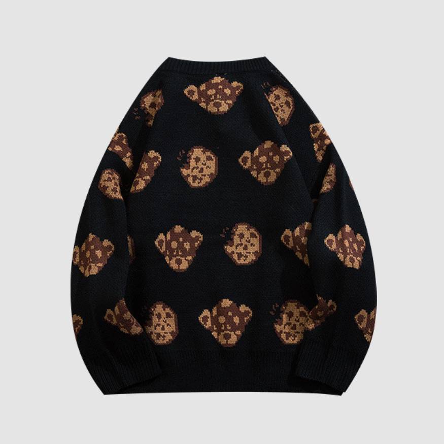 Pullover + Schal mit Bären-Print