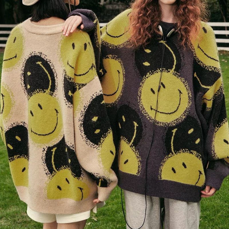 Pullover mit Smiley-Print