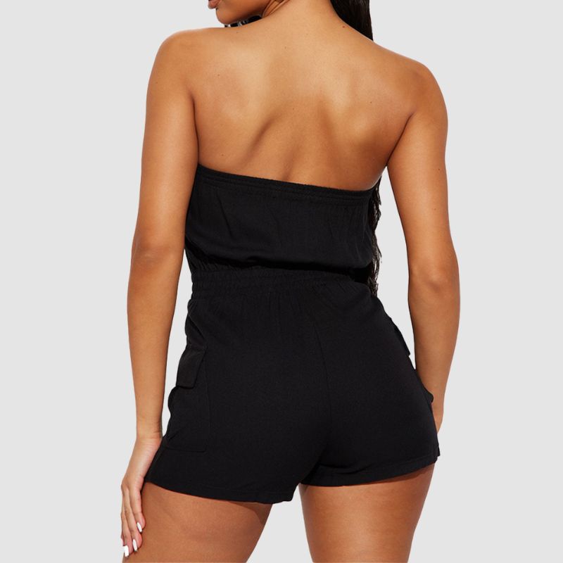 Off Shoulder Tube Top Cargo Romper