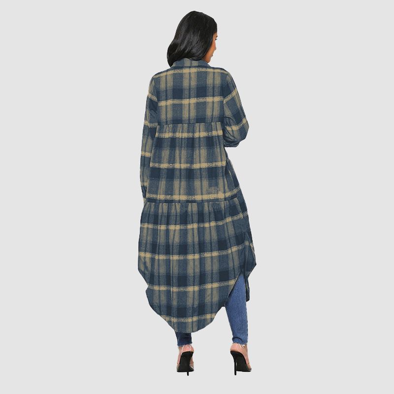 Pleated Design Plaid Shirts