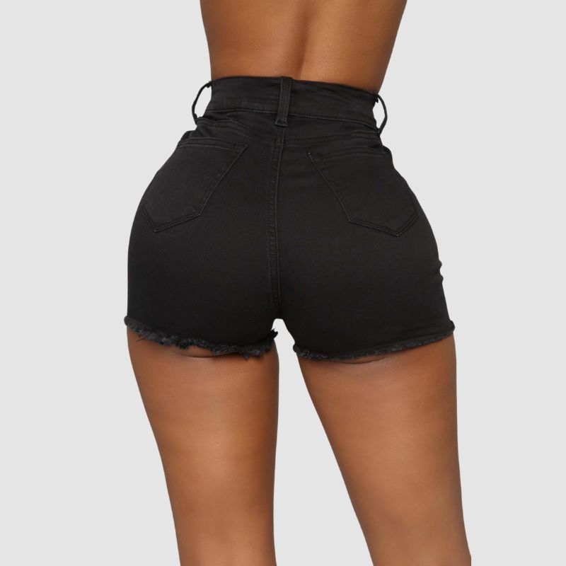 High Elastic Ripped Denim Shorts