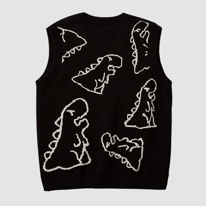 Westenpullover mit Dinosaurier-Print