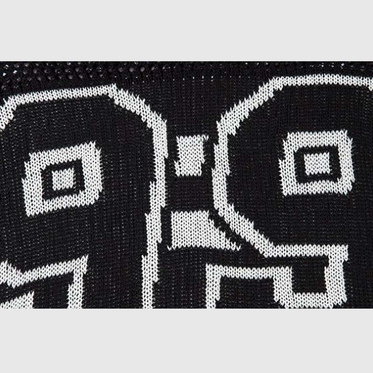 Schwarzes Mesh-Jersey-T-Shirt „99“