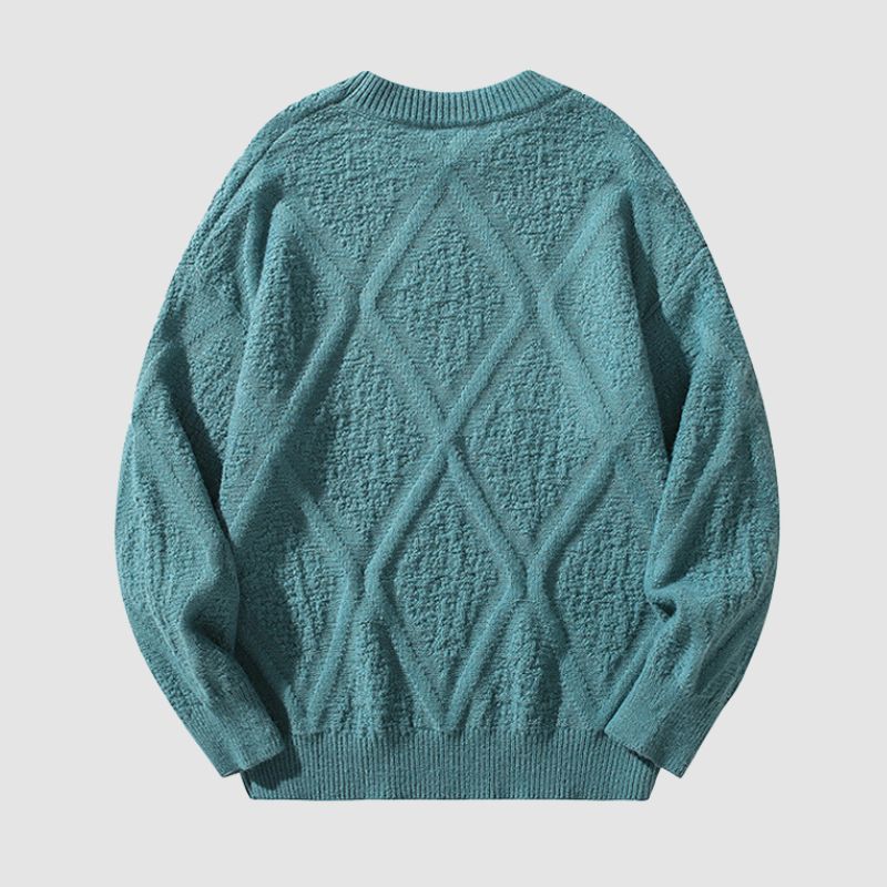 Argyle Jacquard Solid Color Sweater