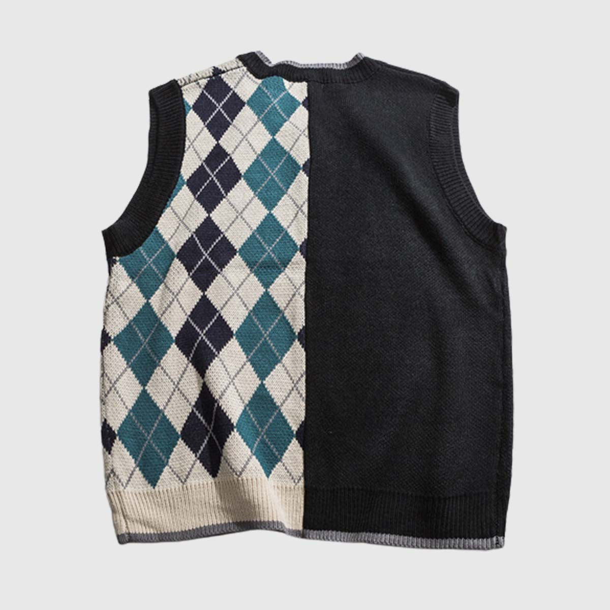 Patchwork Rhombus Vest Sweater