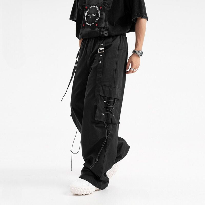 Ribbon Button Cargo Pants