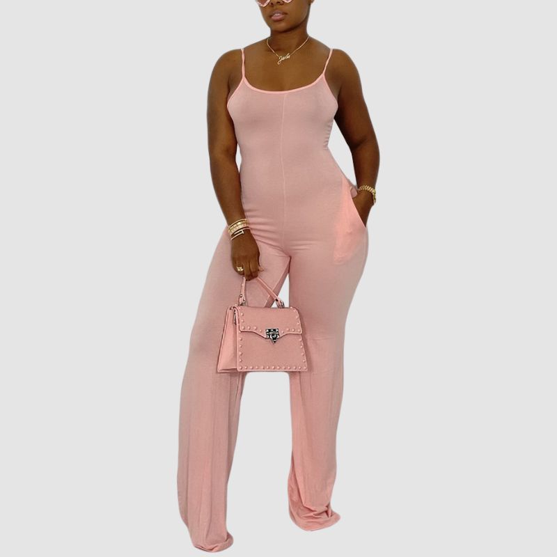 Solid Color Spaghetti Strap Jumpsuits