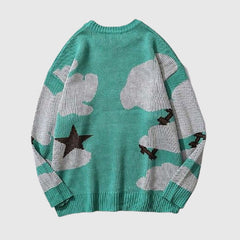 Cartoon Face Printed Pullover