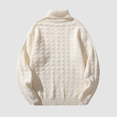 Einfarbiger Jacquard-Rollkragenpullover