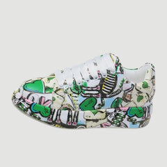 Plateau-Sneakers aus Leder mit Graffiti-Print