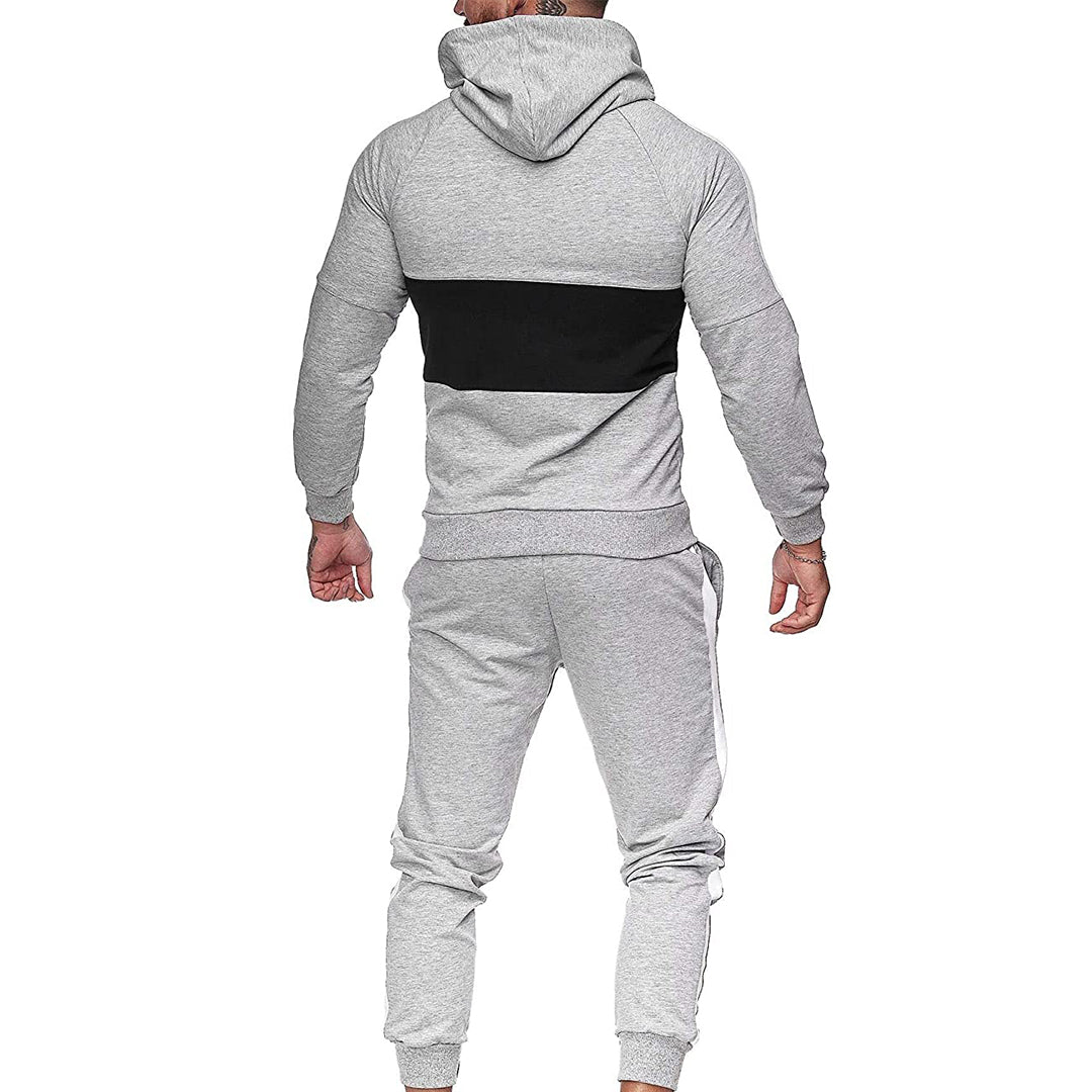 Men Fall Color Block 2 Pieces Sweatsuits