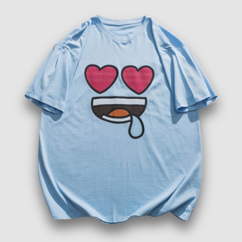 Camiseta estampada con emoticono de dibujos animados