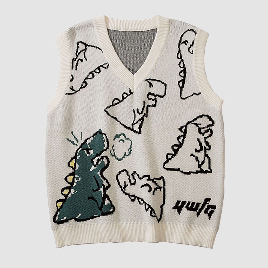 Westenpullover mit Dinosaurier-Print