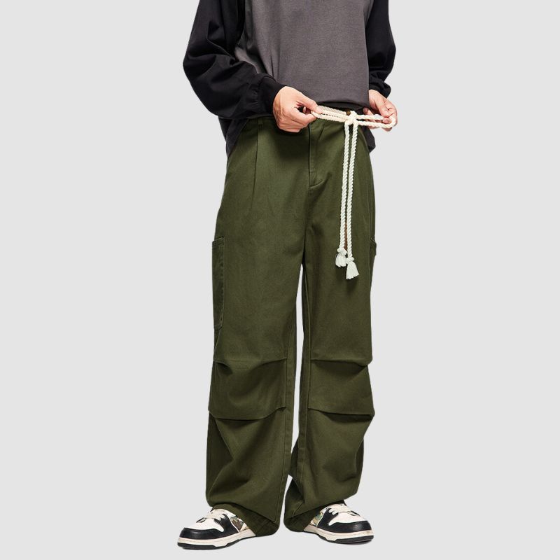 Lace-up Wide Leg Cargo Pants