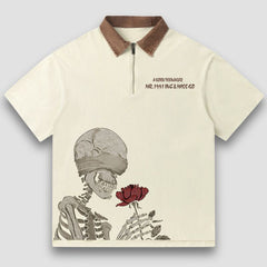 Camisetas con estampado de calavera y rosa