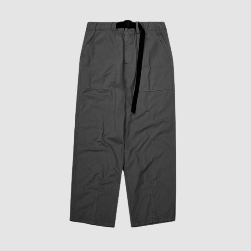 Einfarbige Cargohose mit weitem Bein im japanischen Stil