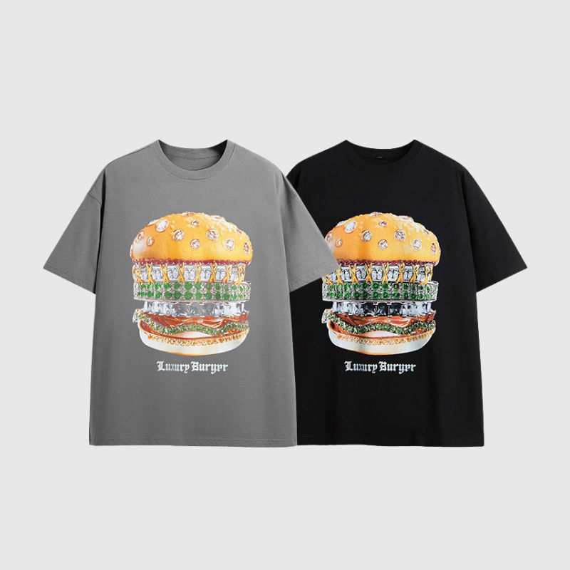 Camiseta con estampado de hamburguesa de diamante