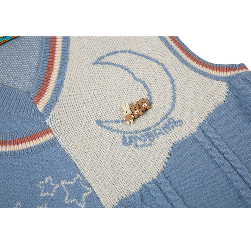 Weste-Pullover mit Farbkontrast-Patchwork