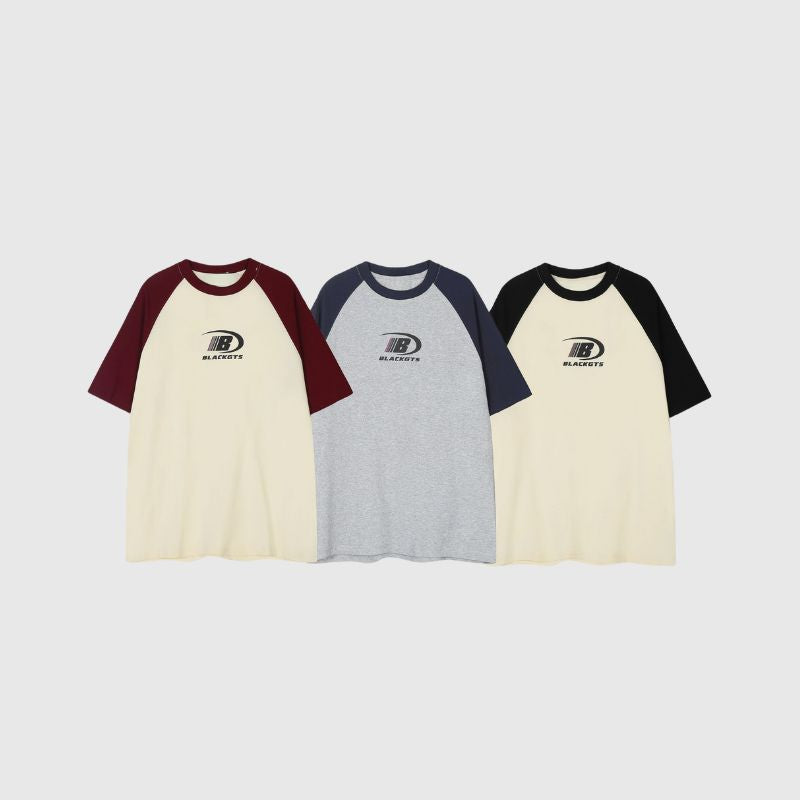 Contrast Raglan Letter Print Tee