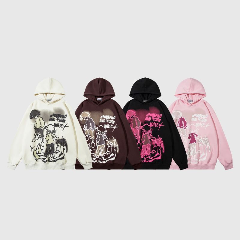 Hoodies mit Graffiti-Linien-Personen-Muster