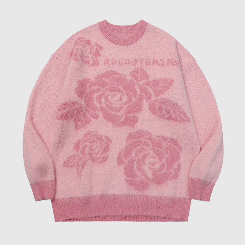 Suéter estampado con estampado de rosas