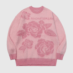 Rose Pattern Printed Pullover