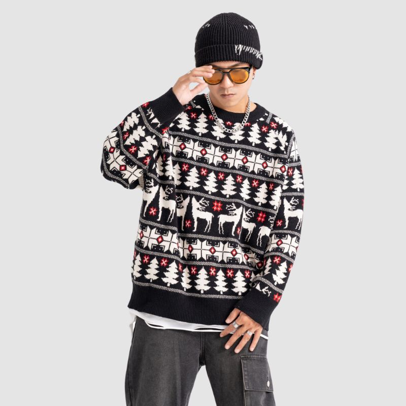 Christmas Elk Jacquard Pullover